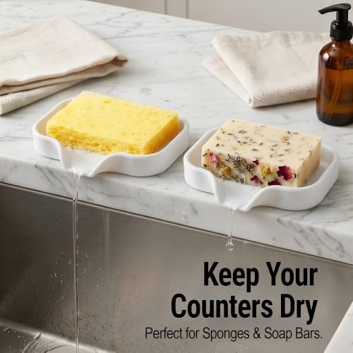 Zulay Kitchen Small Silicone Sponge Holder – Space-Saving Sink Organizer Tray - Image 3