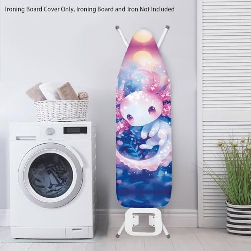 Pink Axolotl Stretch Ironing Board Cover, Scorch Resistant Machine Washable - Image 3