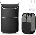 2-in-1 XL Hanging Laundry Hamper Bag 36x22in + Pop Up Mesh Laundry Basket by Unknown