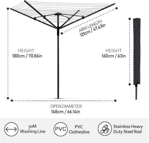 Heavy Duty Outdoor Umbrella Drying Rack, 12 Lines - Image 5