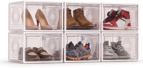 Magnetic Stackable Shoe Storage Boxes, 6 Pack Clear by USDirect