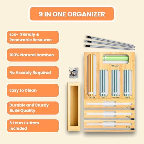 Storage Bag Organizer for Kitchen Drawer, Foil and Plastic Wrap - Image 5