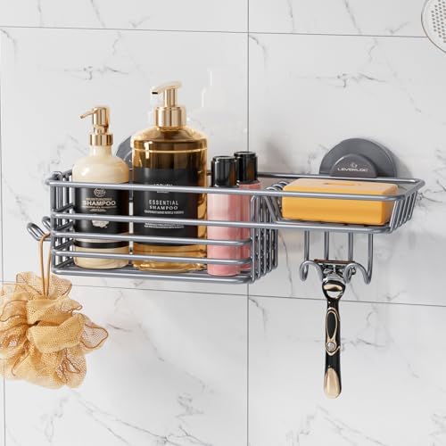 LEVERLOC Shower Caddy Suction Cup, Heavy Duty Bathroom Organizer by LEVERLOC
