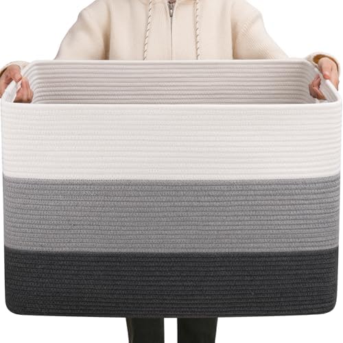 OIAHOMY 108L Extra Large Blanket Basket Dog Toy Basket radient Dark Grey by MasterofSpaceOptimization