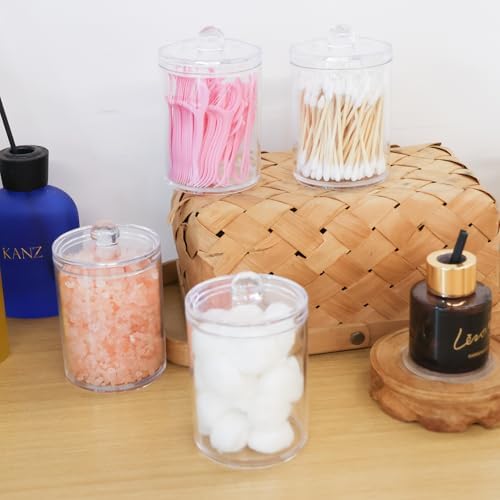 4 Pack Acrylic Qtip Holder Dispenser, Canisters Apothecary Jar Set, 10 oz - Image 2