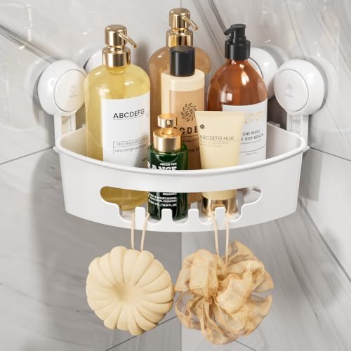 TAILI Corner Shower Caddy with Suction Cups, Wall Mounted Organizer Plastic Rack by TAILI