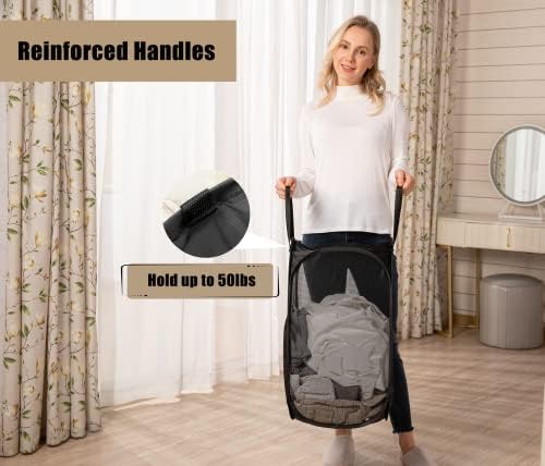 HOUSE AGAIN Strong Mesh Pop Up Laundry Hamper, 70L Collapsible Laundry Basket - Image 3