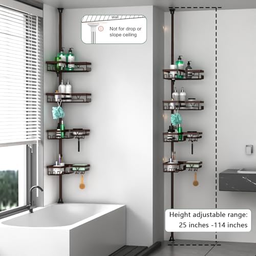 DAOYA Corner Shower Caddy Tension Pole Bronze Tension Rod Shower Organizer - Image 6
