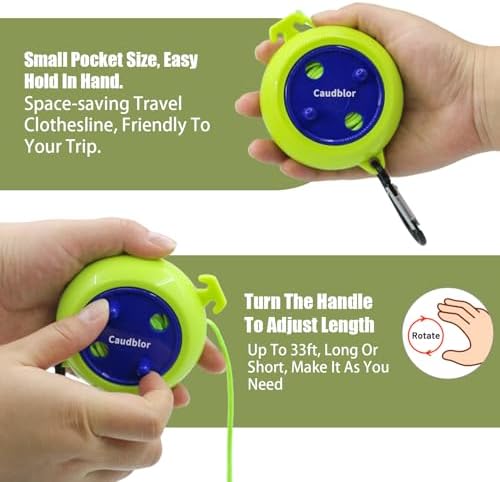 Portable Travel Clothesline Cord, Caudblor Adjustable 33ft Camping Clothes line - Image 3