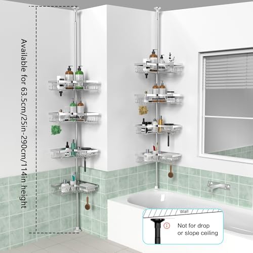 KEGII SUS304 Corner Shower Organizer, Tension Pole Bathtub Caddy - Image 6
