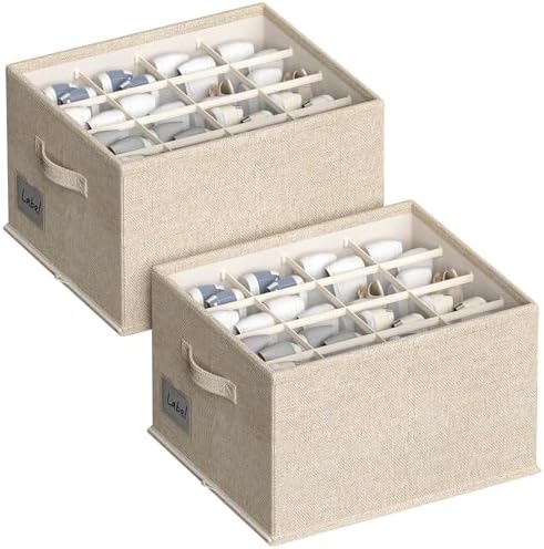 2 Pack Shoe Organizer for Closet, Fits 16-32 Pairs Fabric Shoe Storage Bins by FHSQX