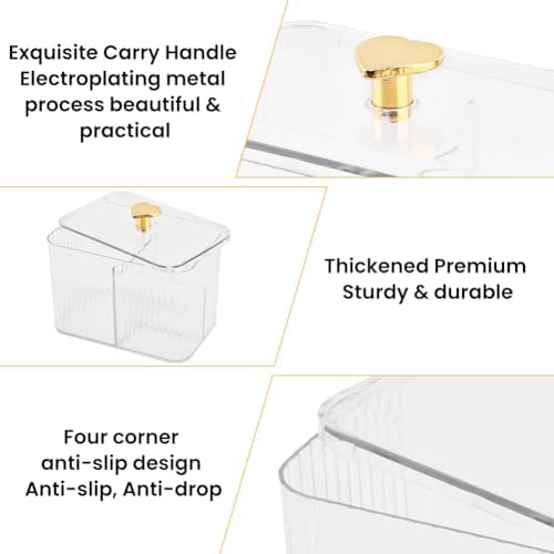 Kakalote Qtip Holder Dispenser for Cotton Ball, Cotton Swab, Qtip Dispenser - Image 3