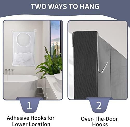 Hanging Laundry Hamper, Over The Door, Whiet 2 Pack - Image 3