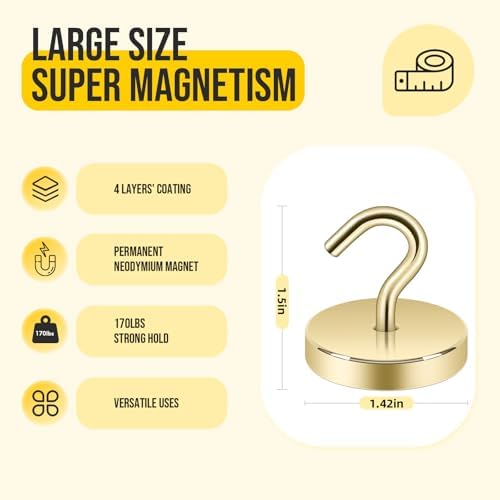 Neosmuk Magnetic Hooks for Cruise Cabins, 170lb Heavy Duty, 4 Pack - Image 6