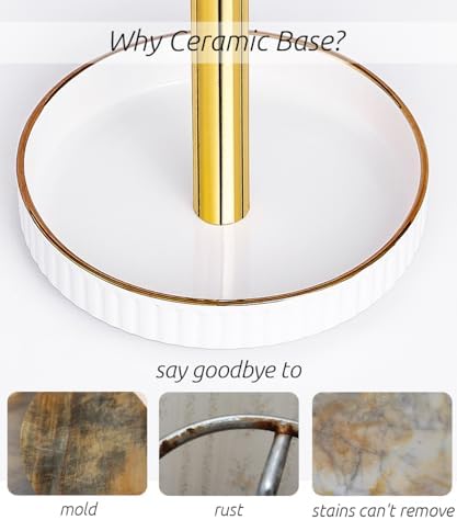 Paper Towel Holder Countertop, Ceramic Base, Fits Double to Family Rolls - Image 2