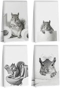 Jztco 4 Pcs Funny Squirrel Hand Towels, Squirrel Gifts Reusable Dish Towels by Jztco