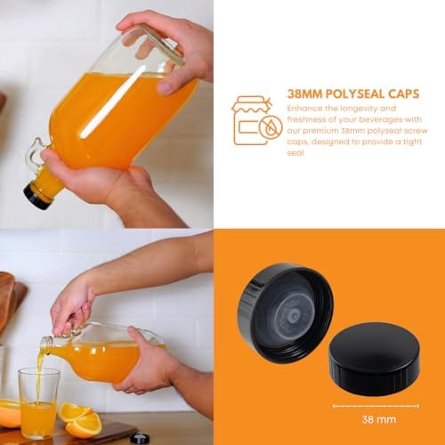 64oz Glass Jug 4-Pack with Polyseal Caps - Image 4