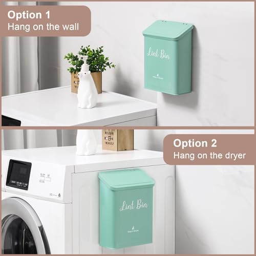 Magnetic Lint Bin for Laundry Room Organization and Storage, Light Green - Image 4