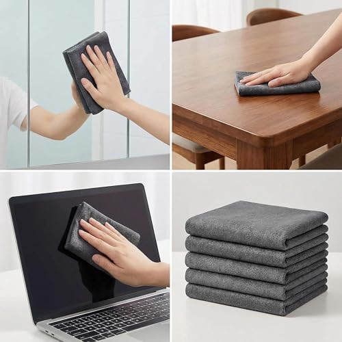5 Pack Microfiber Cleaning Cloths — Lightweight, Lint-Free & Streak-Free Towels - Image 3