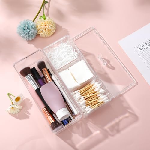 2 Layer Qtip Holder Transparent 3 Compartments Cotton Ball and Swab Holder - Image 6