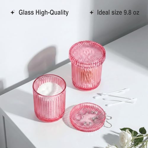 Light Pink Thick Glass Bathroom Qtip Holder, 2 Pack - Image 4