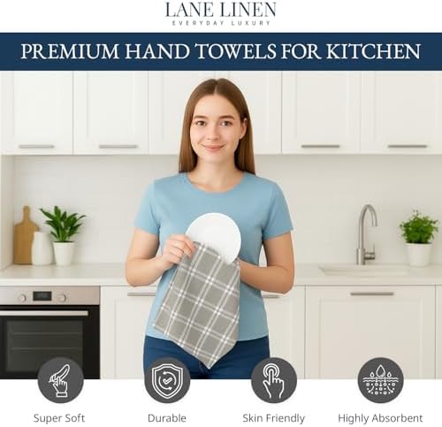 LANE LINEN Cotton Kitchen Towels Set, Quick-Drying Dish Towels, Tea Towels - Image 2
