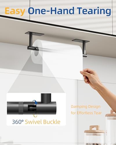 RUACQ Paper Towel Holder Under Cabinet, Stainless Steel, Matte Black - Image 2