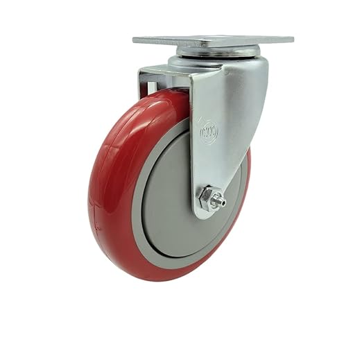 Service Caster Brand Replacement Caster for Uline Caster H-5540S-Swivel Top Plate Caster with 5 Inch Red Polyurethane Wheel-Light Duty Replacement Caster- Fits Carts, Dollies and Poly Box Truck H-3840