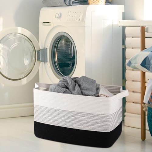 OIAHOMY Extra Large Blanket Basket, 95L Cotton Rope Woven Laundry Basket - Image 2