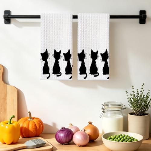 2 Pcs Cute Cat Kitchen Towels 24x14 Inch, Cat Lover Gifts - Image 4