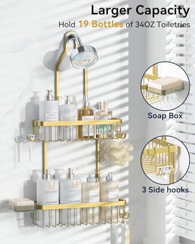YASONIC Never Rust Shower Caddy Hanging, Aluminum Shower Racks - Image 3