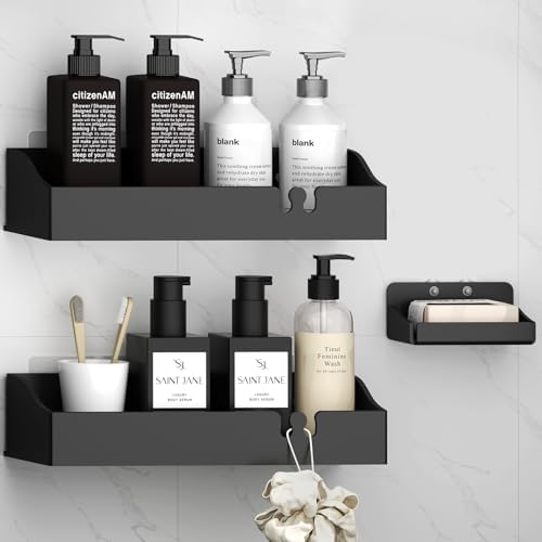 Acrylic Shower Organizer 3 Pack, Acrylic Adhesive Shelves Wall Mounted Bathroom by YAWSOUP