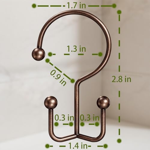 OEH 24 Pcs Shower Curtain Hooks, Metal Shower Curtain Rings, Bronze Shower - Image 2