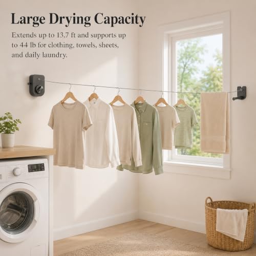 Retractable Clothesline Indoor Outdoor 13.7 Ft, Portable Heavy Duty Laundry - Image 6