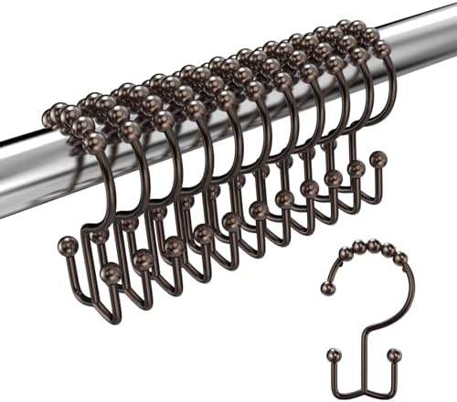 Bronze Shower Curtain Hooks Double Sided by LBYOJKD