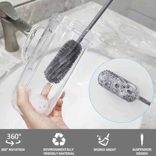 15.7" Silicone Bottle Brush, ddLUCK Water Bottle Cleaner Brush - Image 4