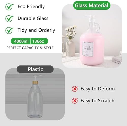 2pcs Glass Liquid Laundry Detergent Dispenser-1 Gallon Glass Pump Bottle - Image 3