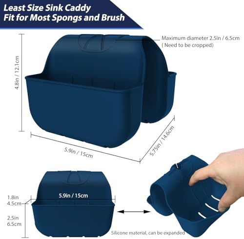 Sponge Holder for Kitchen Sink, Silicone Sink Saddle Caddy Organizer Rack - Image 2