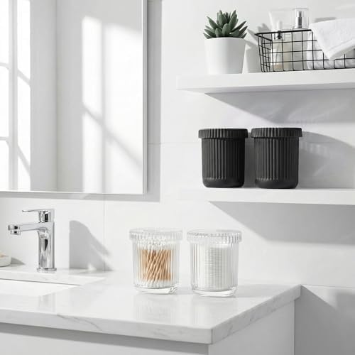 Matte Black Thick Glass Bathroom Qtip Holder, 2 Pack - Image 5