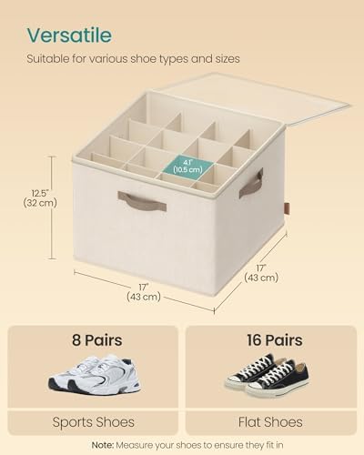 SONGMICS Shoe Organizer for Closet, 2 Pack Fabric Bins, Fits up to 32 Pairs - Image 4