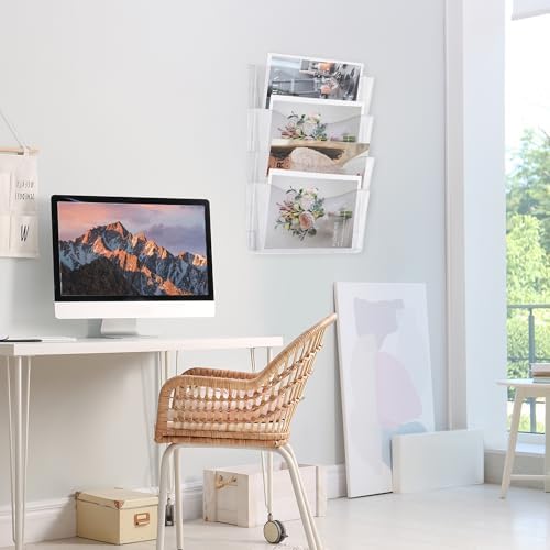 EASEPRES 4 Pack Clear Single Pocket Hanging File Organizer, Plastic Wall Mount - Image 6