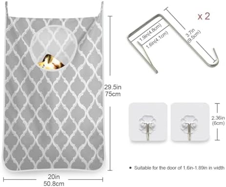 2PCS Hanging Laundry Hamper Bag Over the Door Laundry Hamper Wall Hamper Large - Image 3
