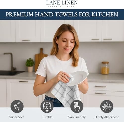 LANE LINEN Kitchen Towels & Dishcloths Set of 12-100% Cotton, Quick-Drying 18” - Image 2