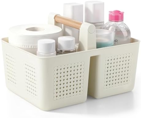 JiatuA Portable Shower Caddy Basket Plastic Caddy Organizer Small Beige by JiatuA