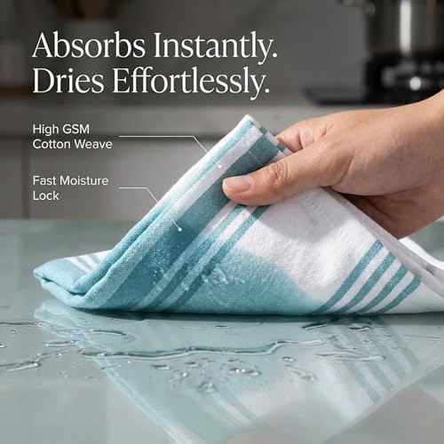 Urban Villa Kitchen Towels Cotton Dish Towels 20”x30” Aqua - Image 2