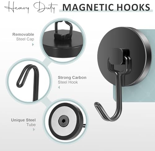 Neosmuk Magnetic Swing Hooks, 130lb Cruise Black Hooks, 6 Pack - Image 6