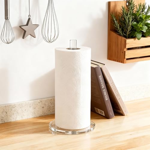 Paper Towel Holder Countertop Clear Acrylic 5.9" Diameter Thickening Sturdy Base - Image 5