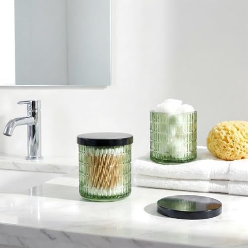 Green Thick Glass Bathroom Qtip Holder, 2 Pack - Image 6