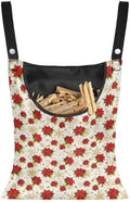 Red Floral Clothes Pin Storage Bag, Heavy Duty Hanging Holder by CREAMIC
