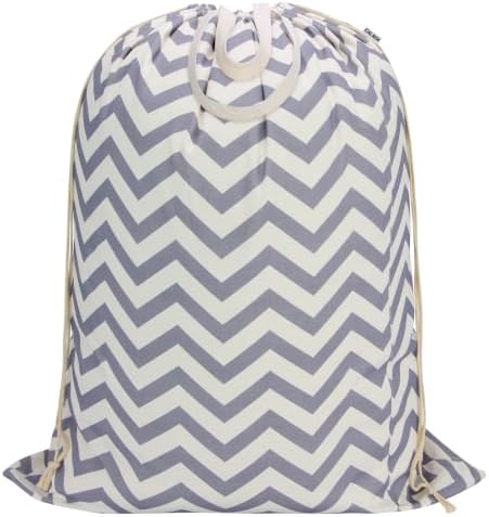 Canvas Laundry Bag with Handles & Drawstring 30"Wx35"H, L+ Geom Wave by CALACH